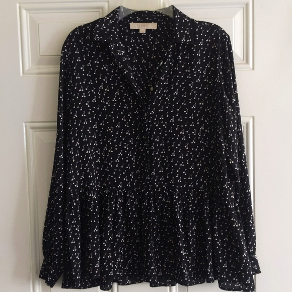 Ann Taylor LOFT Black Print Blouse - Small - Picture 3 of 7